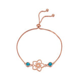 Frangipani Flower Bracelet, 2 Stone – Turquoise, Rose Gold