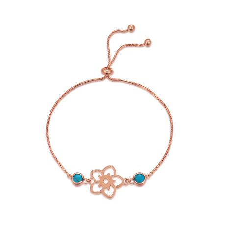 Frangipani Flower Bracelet, 2 Stone – Turquoise, Rose Gold
