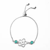 Frangipani Flower Bracelet, 2 Stone – Turquoise, Sterling Silver