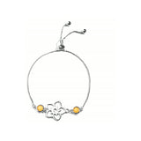 Frangipani Flower Bracelet, 2 Stone – Yellow Marble, Sterling Silver