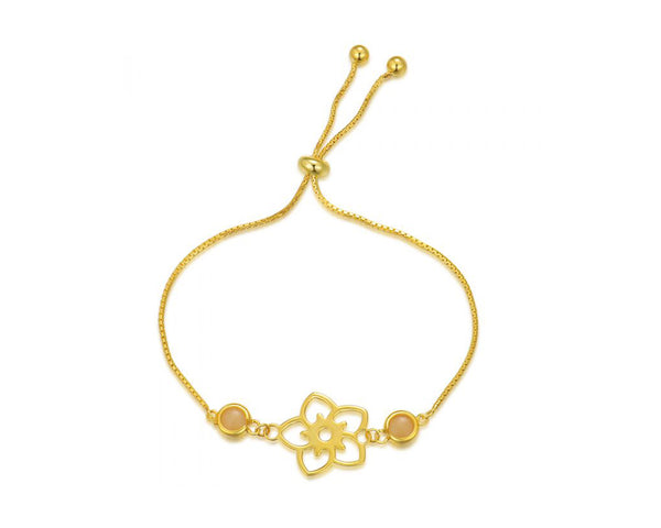 Frangipani Flower Bracelet, 2 Stone – Yellow Marble, Yellow Gold