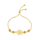 Frangipani Flower Bracelet, 4 Stone – Yellow Marble, Yellow Gold