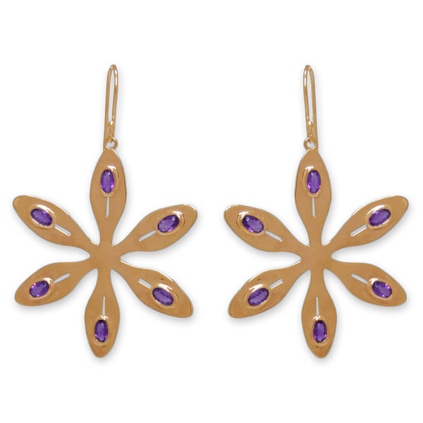 Agapanthus Earrings – Purple Amethyst, Yellow Gold