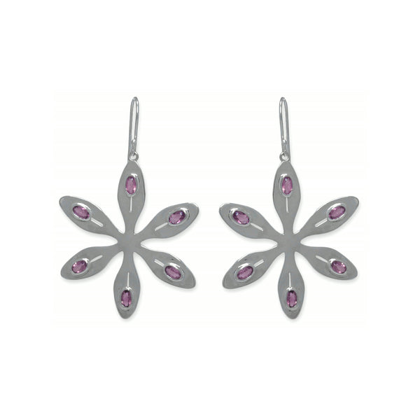Agapanthus Earrings – Rose Quartz, Sterling Silver