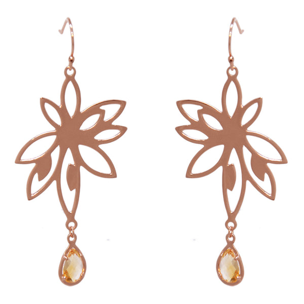 Bromelia Earrings – Orange Citrine, Rose Gold