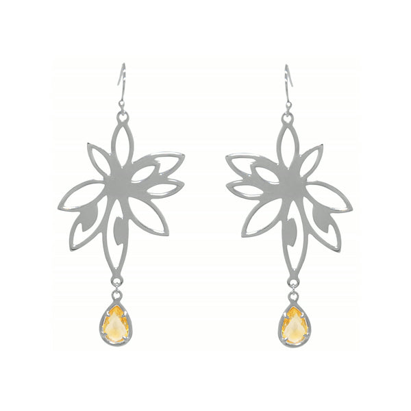 Bromelia Earrings – Orange Citrine, Sterling Silver