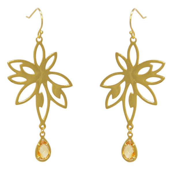 Bromelia Earrings – Orange Citrine, Yellow Gold