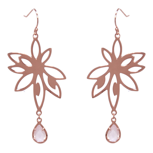 Bromelia Earrings – Rose Quartz, Rose Gold