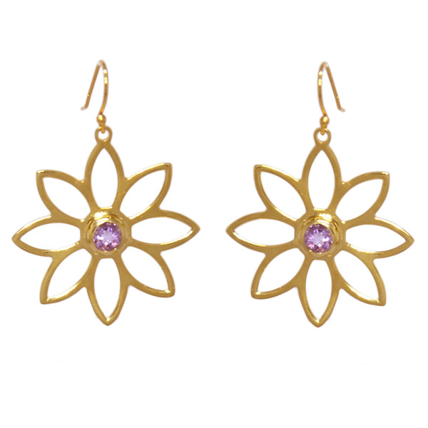 Namaqua Daisy Earrings – Purple Amethyst, Yellow Gold
