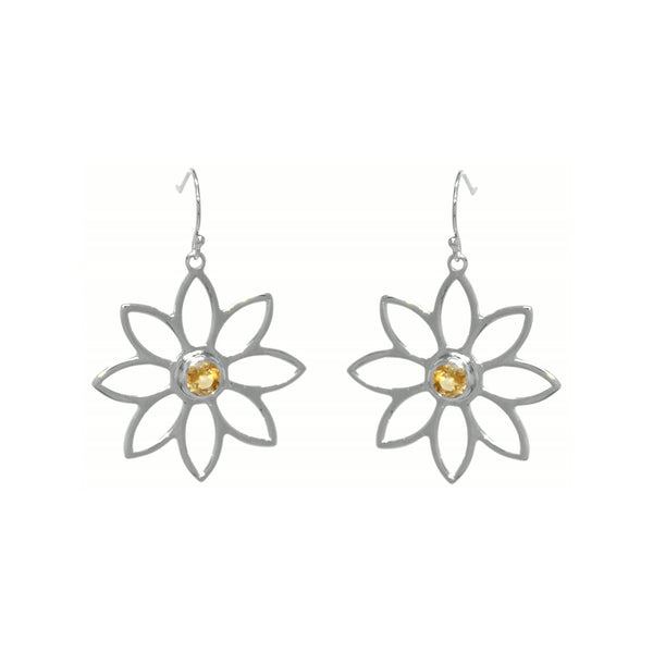 Namaqua Daisy Earrings – Orange Citrine, Sterling Silver