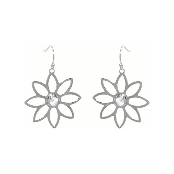 Namaqua Daisy Earrings – Rose Quartz, Sterling Silver