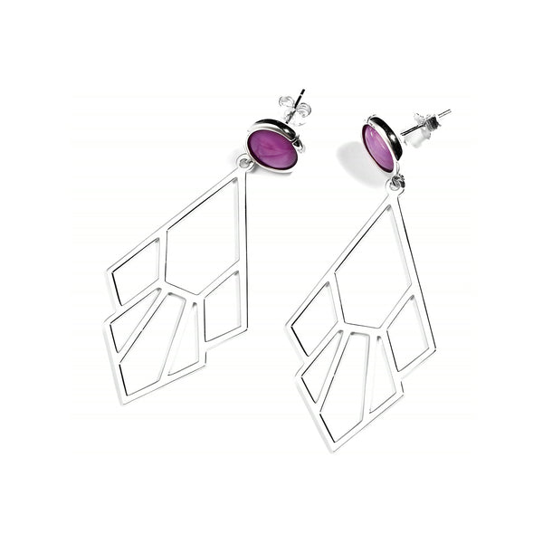 Tiger Lily Flower Earrings – Purple Mother of Pearl, Sterling Silver