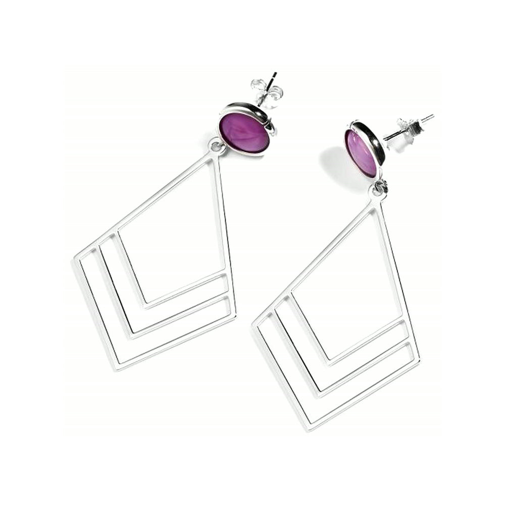 Bougainvillea Flower Earrings – Purple Mother of Pearl, Sterling Silver