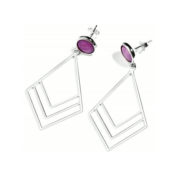 Bougainvillea Flower Earrings – Purple Mother of Pearl, Sterling Silver