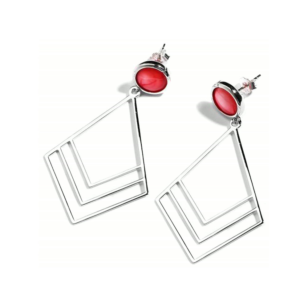 Bougainvillea Flower Earrings – Red Mother of Pearl, Sterling Silver