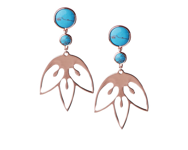 Tulip Flower Earrings – Turquoise, Rose Gold