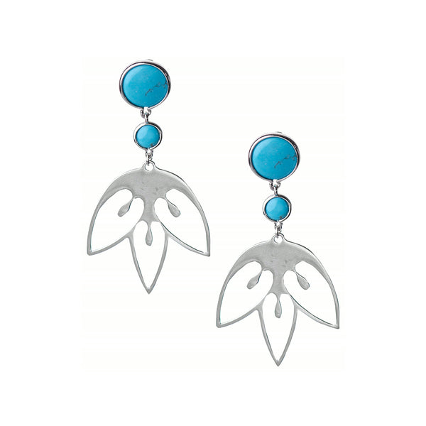 Tulip Flower Earrings – Turquoise, Sterling Silver