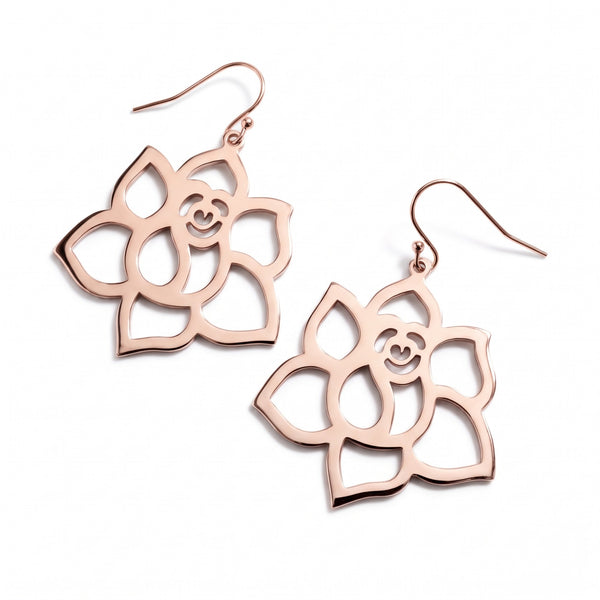 Rose Flower Earrings – Rose Gold