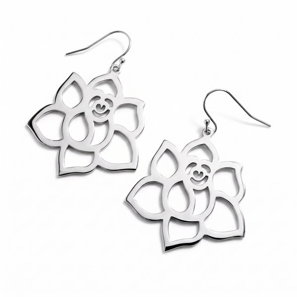 Rose Flower Earrings – Sterling Silver