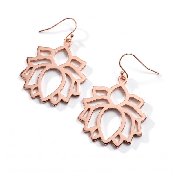 Lotus Flower Earrings – Rose Gold