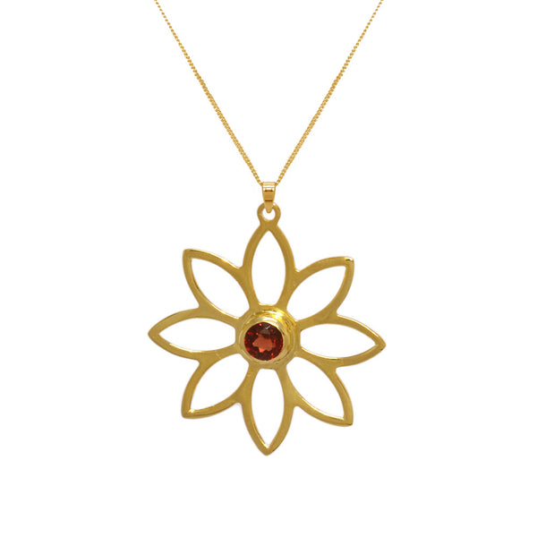 Namaqua Daisy Necklace – Red Garnet, Yellow Gold