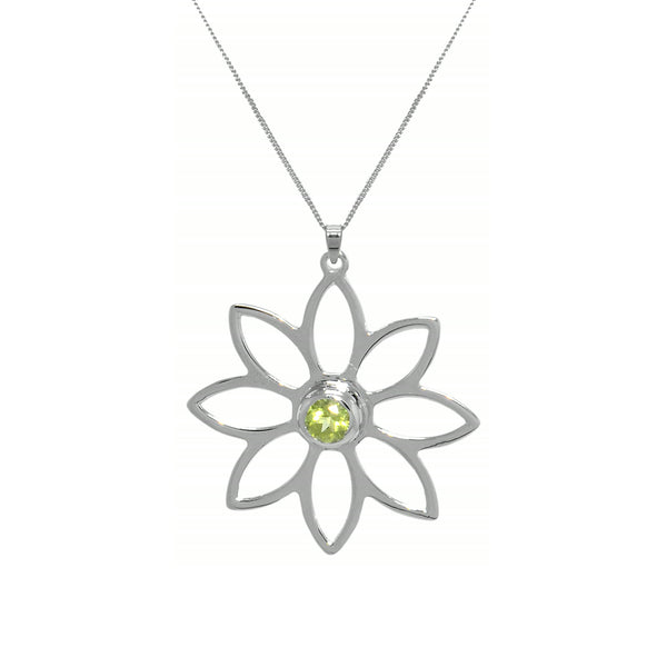 Namaqua Daisy Necklace – Green Peridot, Sterling Silver