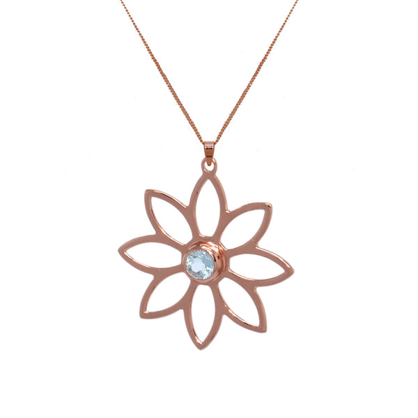 Namaqua Daisy Necklace – Blue Topaz, Rose Gold