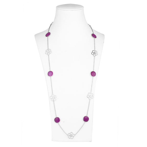 Periwinkle Flower Necklace – Purple Magnesite, Sterling Silver