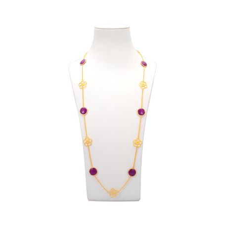 Periwinkle Flower Necklace – Purple Magnesite, Yellow Gold
