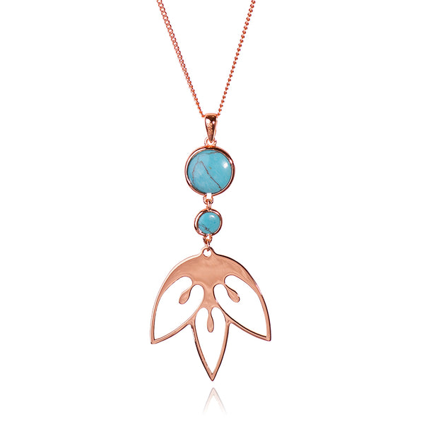 Tulip Flower Necklace – Turquoise, Rose Gold
