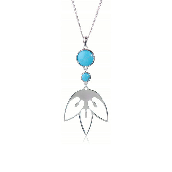 Tulip Flower Necklace – Turquoise, Sterling Silver