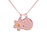Flower Disc Necklace – Orange Citrine, Rose Gold
