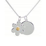 Flower Disc Necklace – Orange Citrine, Sterling Silver
