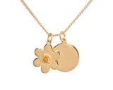 Flower Disc Necklace – Orange Citrine, Yellow Gold
