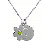 Flower Disc Necklace – Green Peridot, Sterling Silver