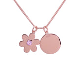 Flower Disc Necklace – Rose Quartz, Rose Gold