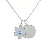 Flower Disc Necklace – Blue Topaz, Sterling Silver