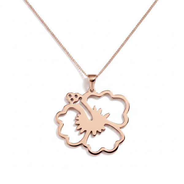 Hibiscus Flower Necklace – Rose Gold