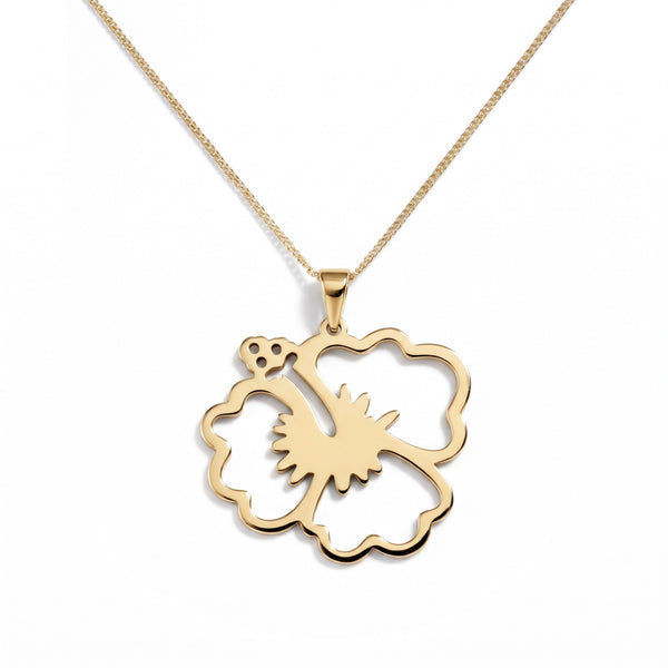 Hibiscus Flower Necklace – Yellow Gold