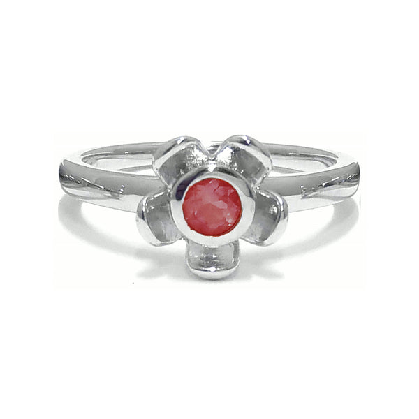 Forget Me Not Ring – Red Garnet, Sterling Silver