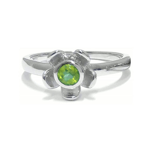 Forget Me Not Ring – Green Peridot, Sterling Silver