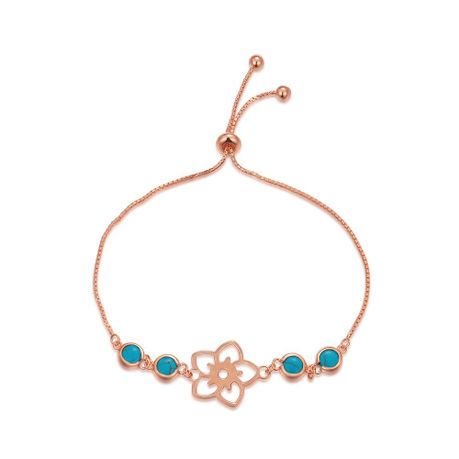 Frangipani Flower Bracelet, 4 Stone – Turquoise, Rose Gold