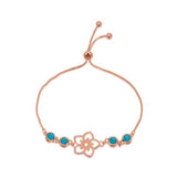 Frangipani Flower Bracelet, 4 Stone – Turquoise, Rose Gold