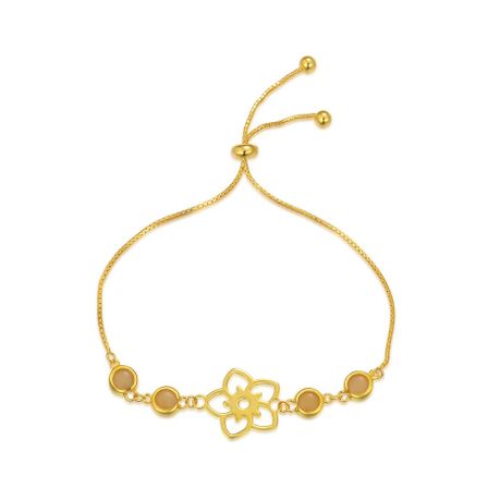 Frangipani Flower Bracelet, 4 Stone – Yellow Marble, Yellow Gold