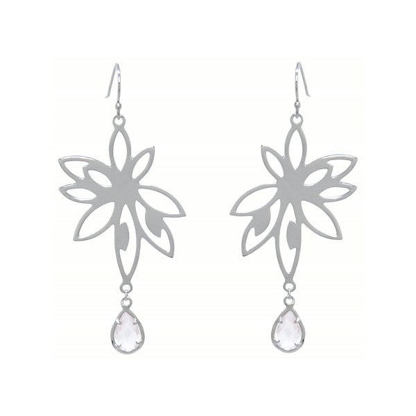 Bromelia Earrings – Rose Quartz, Sterling Silver