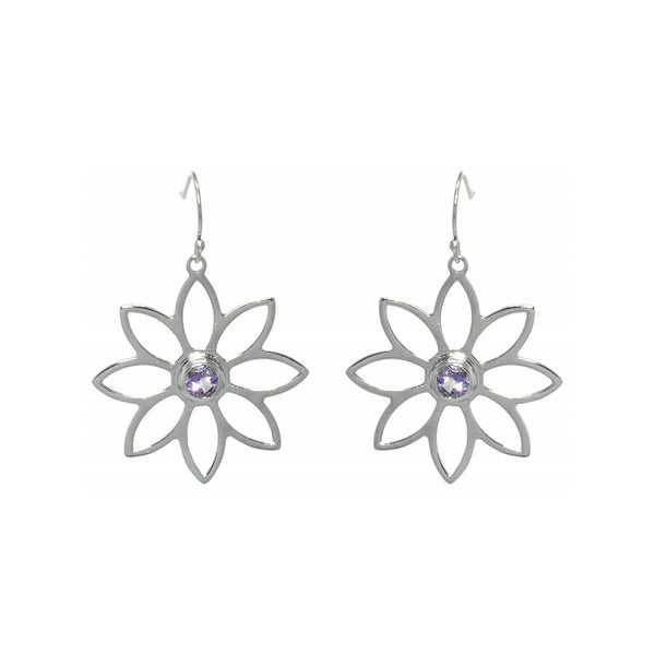 Namaqua Daisy Earrings – Purple Amethyst, Sterling Silver
