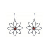 Namaqua Daisy Earrings – Red Garnet, Sterling Silver