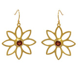 Namaqua Daisy Earrings – Red Garnet, Yellow Gold