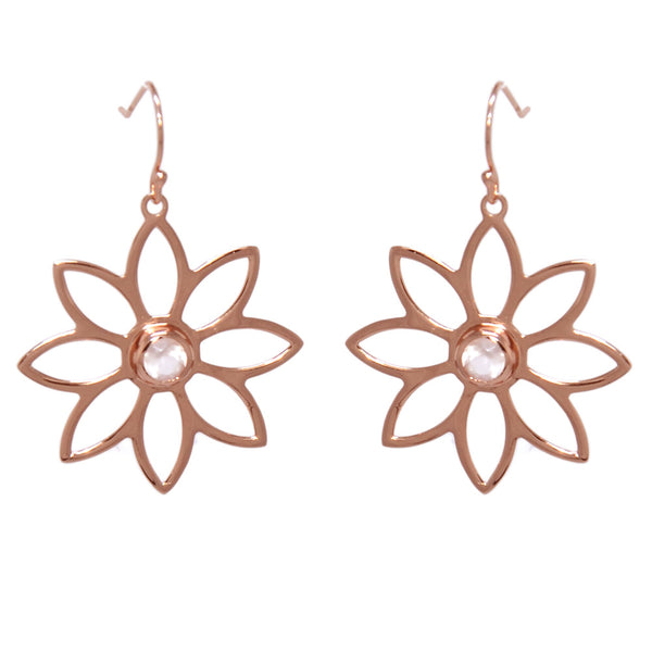 Namaqua Daisy Earrings – Rose Quartz, Rose Gold