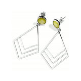 Bougainvillea Flower Earrings – Lime Green Mother of Pearl, Sterling Silver